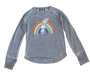 Sparkle By Stoopher Girls Rainbow Lightning Bolt Thumbhole Long Sleeve Top 12 - Picture 1 of 4