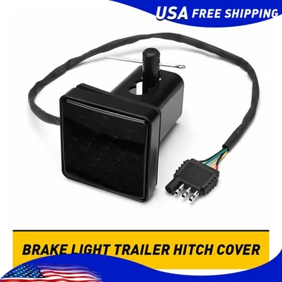 Smoke Lens 15-LED Brake Light Trailer Hitch Cover Fit Towing & Hauling 2" Size - Image 1 of 4