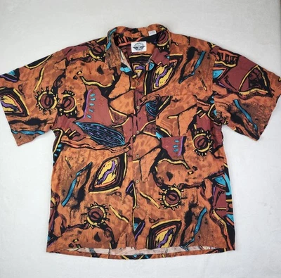 Camisa vintage DOCKERS para hombre grande abotonada manga corta años 90 retro colorida  Foto 1 de 4