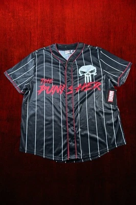 Camiseta de béisbol a rayas Marvels Punisher talla XL para adulto nueva con etiquetas Foto 1 de 4