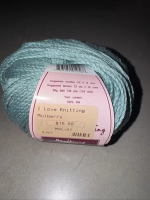 NWT 100 % Silk Louisa Harding Yarn Mulberry Silk Light Turquoise 1 Skein 50g - Image 1 of 3