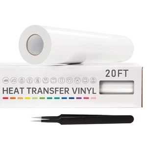(10D) Rollo de vinilo de transferencia de calor blanco VinylRus 12”x20 pies, planchar en HTV para camisas - Imagen 1 de 8
