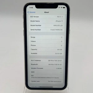 Odblokowany Apple iPhone 11 64GB 16.1.1 biały MWL82LL/A - Zdjęcie 1 z 7