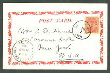 DWI 1905, 2¢ Coat of Arms tied St. Thomas on postcard to U.S., VF, Facit $285.00