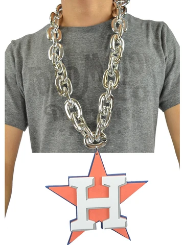 New MLB Houston Astros SILVER Fan Chain Necklace Foam Cover