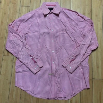 Bobby Jones Collection Button Down Mens Large Pink Striped Made In Italy - Image 1 of 4