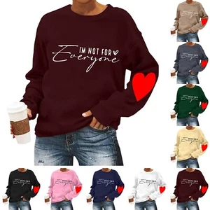 Women's Casual Fashion Valentine's Day Print Long Sleeve O-Neck Sweatshirts - Picture 1 of 39