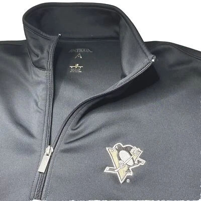 Pullover de manga larga con logotipo de los Pittsburgh Penguins cremallera en cuarto Antigua NHL mediano M Foto 1 de 4