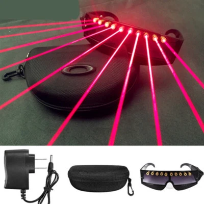 Red LED 10 Head Laser Glasses Nightclub Party Stage Show Dancer Eyeglass DJ Prop - Image 1 of 4