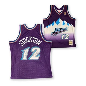 Von John Stockton Karl Malone signiertes Utah Jazz Mitchell Ness Trikot Beckett B - Bild 1 von 3