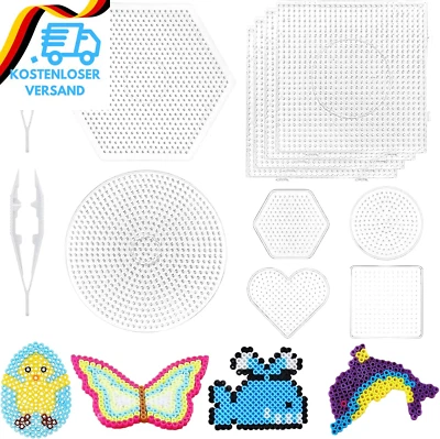 BESUCHE DEN LEONSHCO-STORE Leonshco Bügelperlen Platten Groß Set, 10 Stück Bügelperlen Vorlagen, Quadratisc