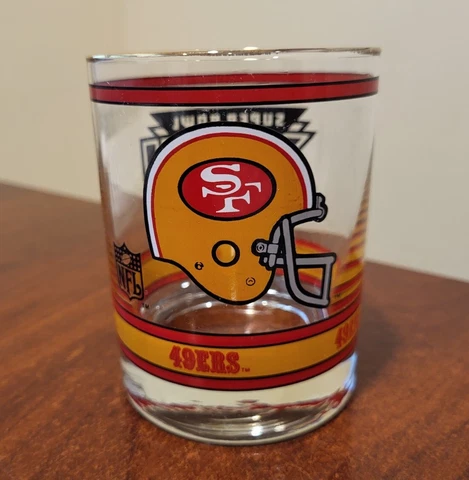 SAN FRANCISCO 49ers Super Bowl XXIII 1989 Gold Trim Glass  1/22/89  MIAMI Cover