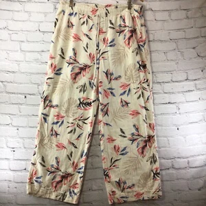 Briggs Womens Lounge Pants XL Linen Blend Floral Print Hippie Boho - Picture 1 of 9