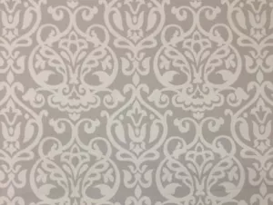 BALLARD DESIGNS EMMELINE GRAY DAMASK CUSHION UPHOLSTERY FABRIC BY THE YARD 54" W - Picture 1 of 4