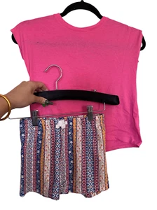 Children’s Place 2pc Outfit Girls Pink Tie Front Top with Floral Striped Shorts - Picture 1 of 8