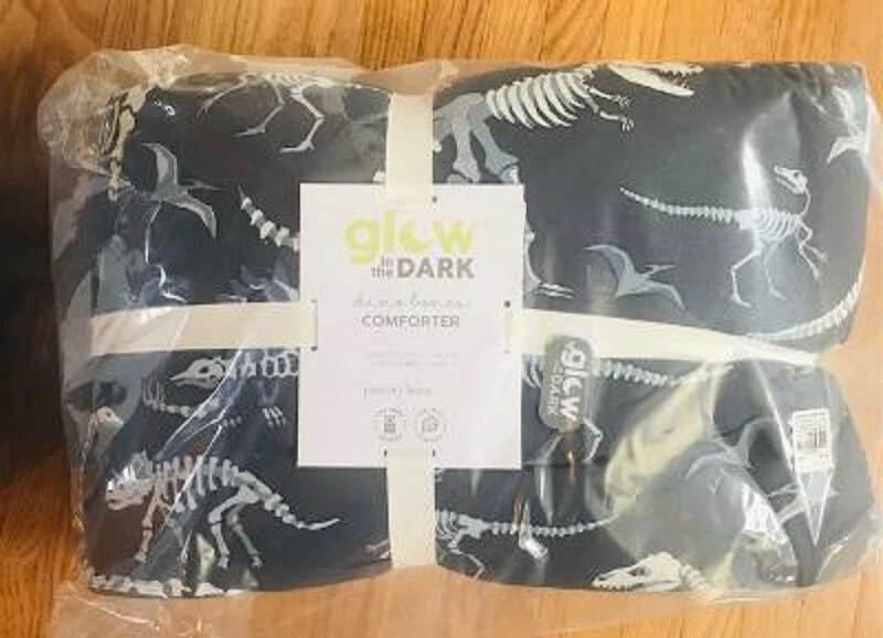 Pottery Barn Dino Bones Comforter Navy Blue Twin & Standard Sham Trex Kids 2p🦩