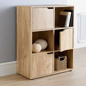 6 Cube Storage Unit Drawers Shelves Bookcase Cabinet Display Wooden Shelves Oak - Picture 1 of 4