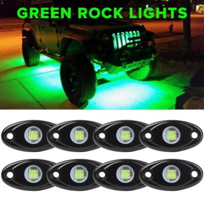 8 Pods Green LED Rock Lights for Can AM Polaris RZR XP 1000 UTV ATV Accessories - Image 1 of 4