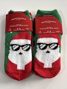 4 Pairs Wondershop Toddler's Santa Claus Xmas Super Soft Crew Socks Size 6-9 - Picture 1 of 4