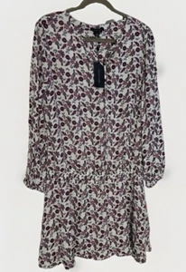 Tommy Hilfiger Floral Peasant Long Sleeve Dress Extra Large XL, White Pink - Picture 1 of 8