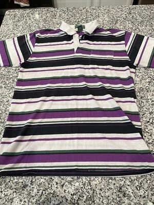 Polo Slammer a Rayas Púrpura De Colección EE. UU. Por Munsingwear L Hecho en EE. UU. Foto 1 de 4