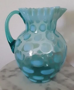 Northwood Blue Opalescent Coinspot Pitcher - Picture 1 of 1