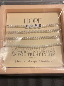 HOPE Stacked Beaded Word Bracelet - Set of 4 - HOPE FILL YOU WITH JOY AND PEACE - Picture 1 of 2
