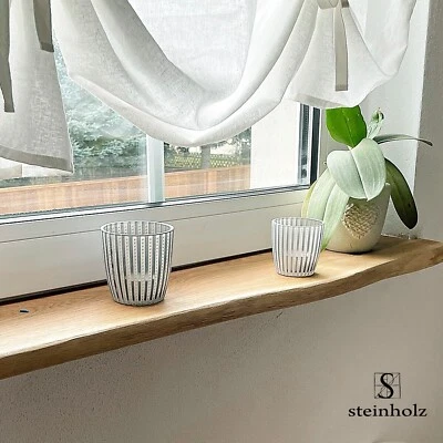 Fensterbank Massivholz Eiche Baumkante Holz massiv gebürstet und geölt Regal