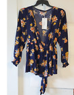 Bloomchic Women's Faux Wrap Blouse Long Sleeved Floral Print Size 14-16