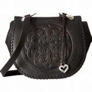 BRIGHTON FERRARA GISELLA 3D LEATHER MEDALLION SADDLE BAG CROSSBODY Retail $350 - Picture 1 of 10