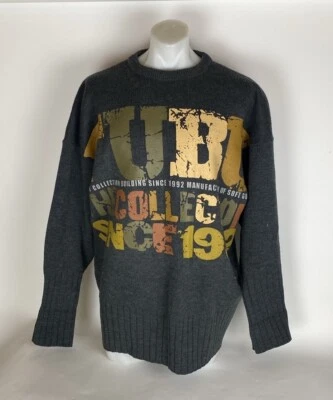 FUBU Sweater Mens XL COLLECTION SINCE 1992 Heavy Crew Neck Pullover Gray - Image 1 of 4