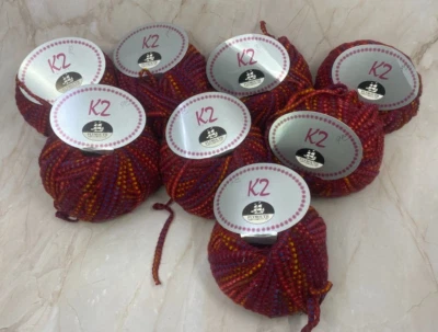 Lote de 8 Plymouth Yarn Company K2 Cinta Escalera Hilo Rojo Lana Acrílico Poliéster Foto 1 de 4