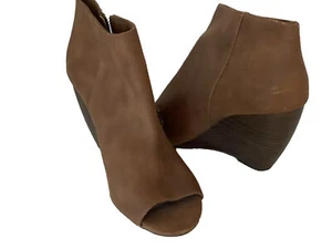 BC Born in California Bootie Faux Suede Open Toe Wedge Size 10 - Picture 1 of 6
