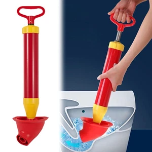 2025 Upgraded Toilet Plunger Red High Pressure Drain Unclogging Tool Bathroom - Picture 1 of 6