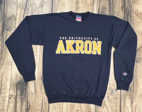 Vintage University of Akron Champion Stitched Crewneck Sweatshirt Small Zips Cover