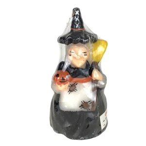 Vintage Halloween Witch Candle Broom Jack O Lantern New Unlit 5” Tall Sealed - Picture 1 of 6