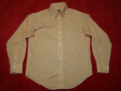 Camisa de manga larga Brooks Brothers polar para niños talla XS naranja guinga sin planchar Foto 1 de 3