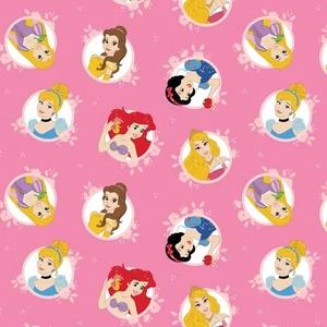 19 Inches Disney Princess Cinderella Aurora Belle Mermaid Sophia Cotton Fabric - Picture 1 of 1