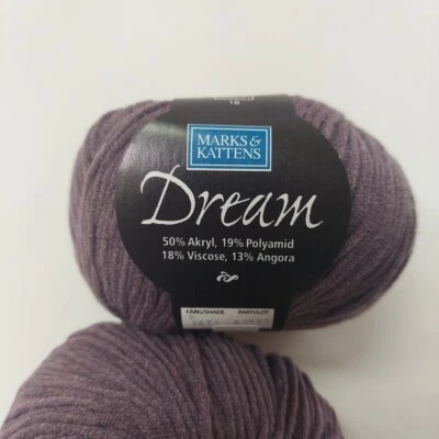 Lote de 2 Hilos Marks & Kattens DREAM 2 Madejas 50g Bolas Púrpura Claro Foto 1 de 4