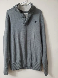 American Eagle Men's Size M Pullover Sweater Quarter Zip button Athletic Cotton  - Picture 1 of 8