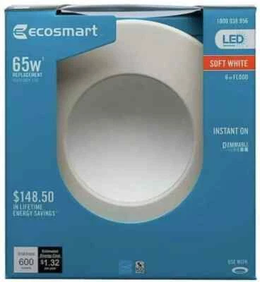 Ecosmart 6 Inch Soft White Downlight LED Light Bulb, 65W Equivalent Dimmable - Image 1 of 2