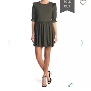 Velvet Torch Women’s Ruffle Hem Mini Dress Size Medium Forest Green - Picture 1 of 7