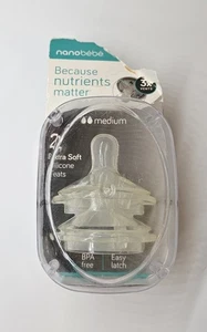 Sealed Nanobebe Extra Soft Silicone Nipples Medium flow BPA FREE Easy Latch 3M+ - Picture 1 of 8