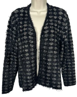 Alfani Women's Cardian Black Faux Mohair Glimmering Super Soft Open Front Size M - Image 1 of 4