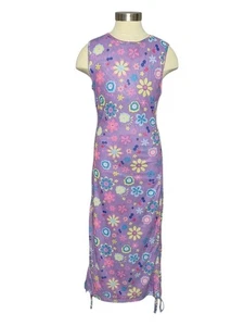 Shein Orchid Floral Maxi Dress Size Child L Sheer Lined Side Draw String Gathers - Picture 1 of 7