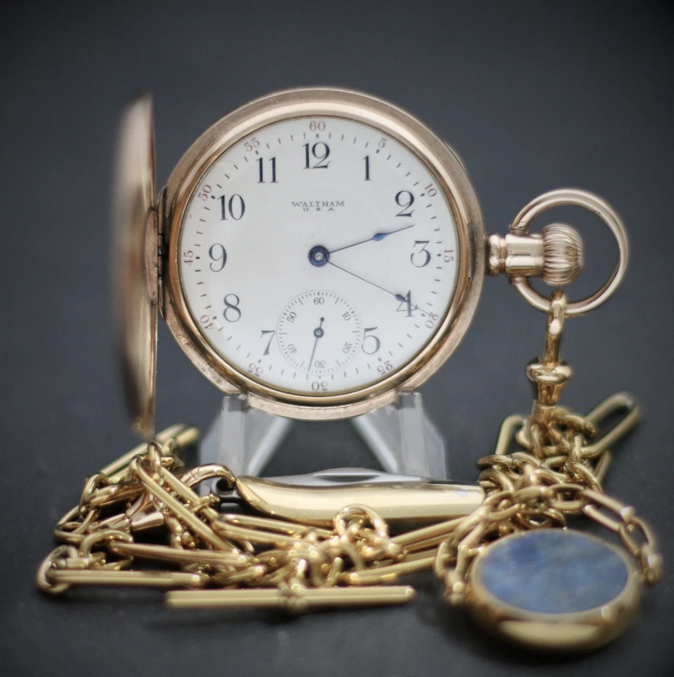 Outstanding Antique Waltham 17J 14k Gold Filled Full Hunter Pocket Watch - Image 1 of 4