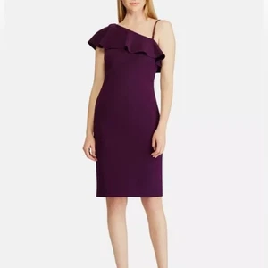 Ralph Lauren lila Etui Cocktailkleid Rüschen Schulter - Bild 1 von 8