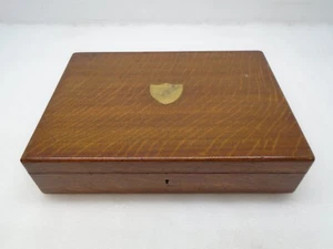 Vintage Elkington & Co Wooden Cutlery Box Empty With Unused Brass Cartouche - Picture 1 of 7