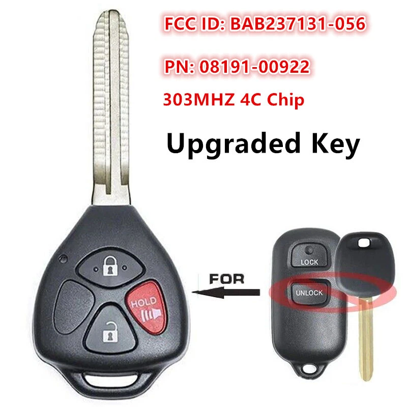 Replacement for TOYOTA Tacoma RAV4 1996-2005 Smart Remote Key Fob BAB237131-056 Foto 1 de 4