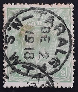 1918 Australia 1/2d Bluish Green KGV Stamp Used LMWMK - TARALGA N.S.W. Postmark - Picture 1 of 3